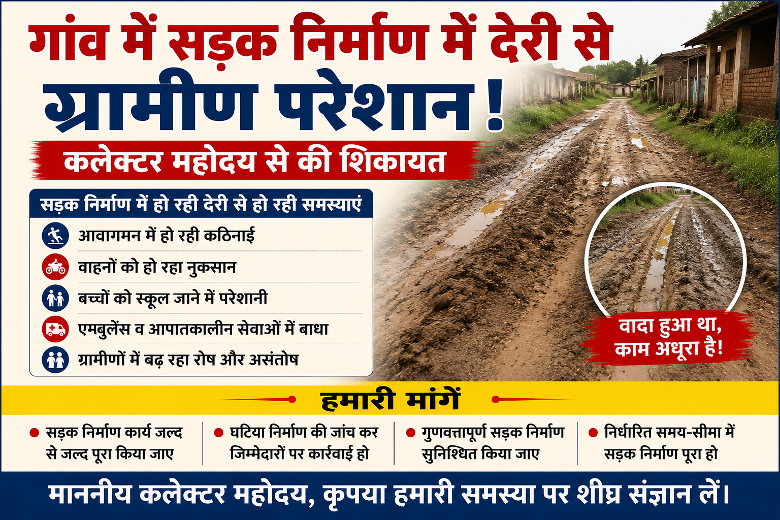 गांव में सड़क निर्माण में देरी से ग्रामीण परेशान, कलेक्टर से की शिकायत नरसिंहपुर जिले के अंतर्गत आने वाले ग्राम पीपरवानी (ग्राम पंचायत ढिलवार तहसील तेंदूखेड़ा) के ग्रामीण इन दिनों सड़क निर्माण में हो रही देरी से काफी परेशान हैं।