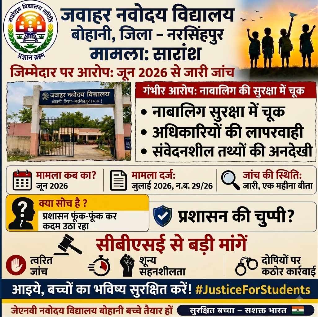 जवाहर नवोदय विद्यालय बोहानी में हड़कंप: जिम्मेदार पद पर बैठे व्यक्ति पर गंभीर आरोप,